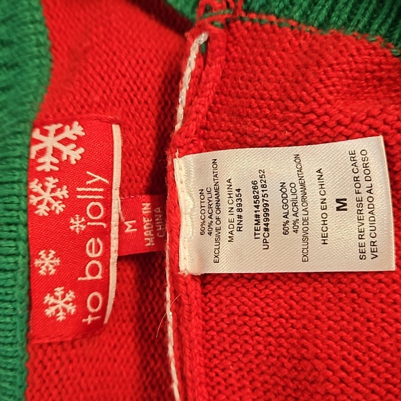 'to be jolly' Red long sleeve Christmas Holiday sweater movable sequins Med. EUC - Picture 7 of 9
